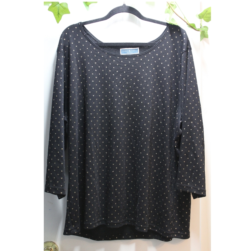 KAREN SCOTT~ Black/gold metallic stars-print (3X)